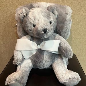 Dennis Basso designer matching throw and teddy bear set- Grey Chinchilla